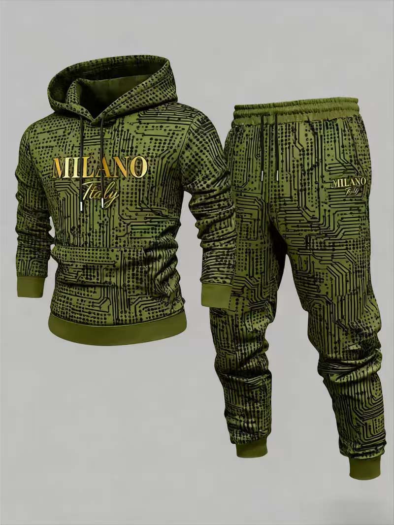 European and American fashionable men's two-piece set with letter printing hoodie, stylish and cool, suitable for daily outdoor casual wear, also can be worn in nightclubs, the fabric is comfortable and soft, easy to care for, machine washable