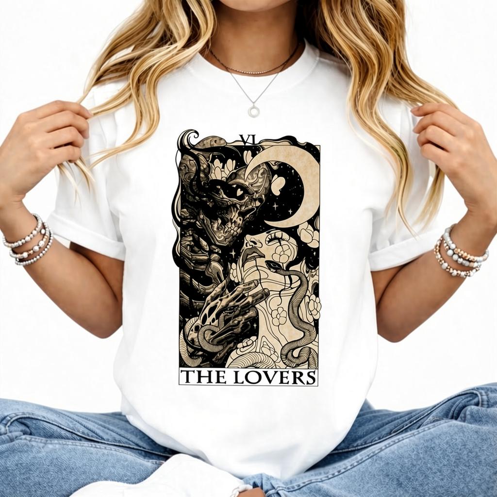 Tarot Shirt 'The Devil' Cards Washed Tee Tarot lover for Women's Vintage Tshirt