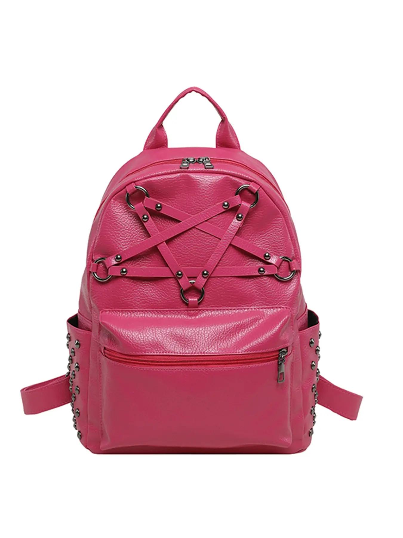 Vintage Punk Style Rivet Star Buckle Backpack, Durable PU Waterproof Bag, Perfect Gift for Girls, Ideal for School, Travel, Daily Use