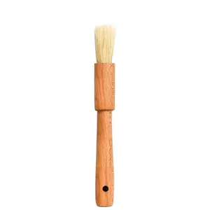 1pc Wooden Brush, Pastry Brush Cooking Baking Wooden Handle Brush Home Kitchen Brush BBQ Grill Oil Brush Tool Supplies, Suitable for Cooking And BBQ, Bristle Pastry Brush, Portable Wooden Handle BBQ Sauce Brush