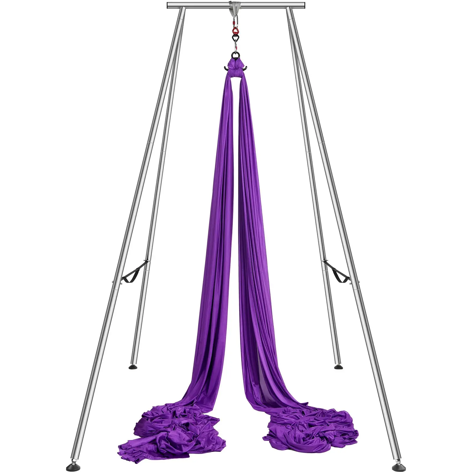 VEVOR Aerial Yoga Frame Yoga Hammock, 9.67 ft Height Professional Yoga Swing Stand Comes with 13.1 Yards Aerial Hammock, Max 551.15 lbs Load Capacity Yoga Rig for Indoor Outdoor Aerial Yoga, Purple