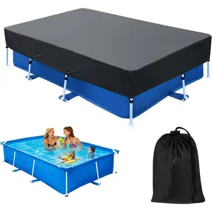 118x79 in Rectangle Pool Cover for 10 x 6 Above Ground Pool 10 ft Swimming Pool Cover Drawstring Design for 9x6 Rectangular Frame Pools Winter Pool Cover Ideal for Heater Above-Ground Pool