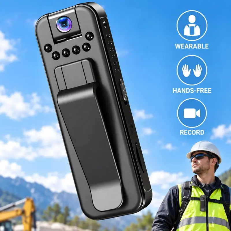 Body Camera with HD Video, 180 Rotating Lens, Night Vision, WiFi Phone Playback and Loop Recording