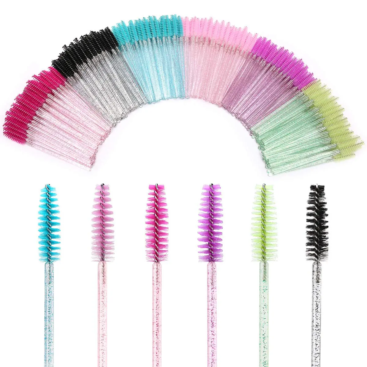 300 PCS Disposable Mascara Brushes Crystal Eyelash Brushes Mascara Wands Applicator Eyelash Extensions Makeup Tools Eyebrow Brush (Crystal multicolor)
