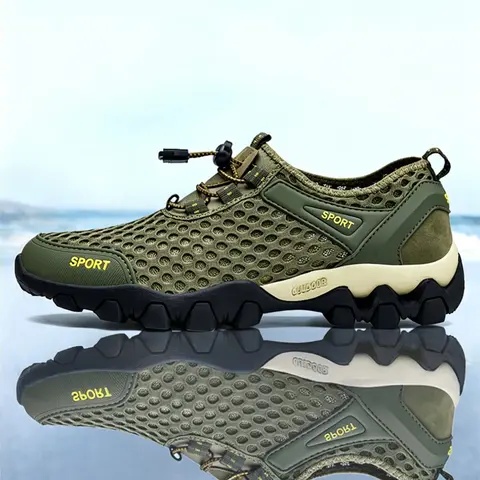 Men's Breathable Water Shoes, Lightweight Quick Drying Shoes for Outdoor Hiking, Casual Sports Shoes for Beach Travel, Fishing, Wading Shoes, Water Aqua Shoes, Sporty Water Shoes, Water Footwear