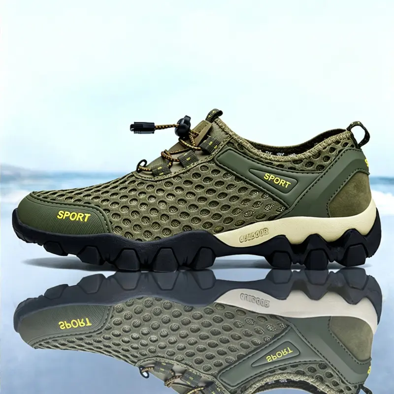 Men's Breathable Water Shoes, Lightweight Quick Drying Shoes for Outdoor Hiking, Casual Sports Shoes for Beach Travel, Fishing, Wading Shoes, Water Aqua Shoes, Sporty Water Shoes, Water Footwear
