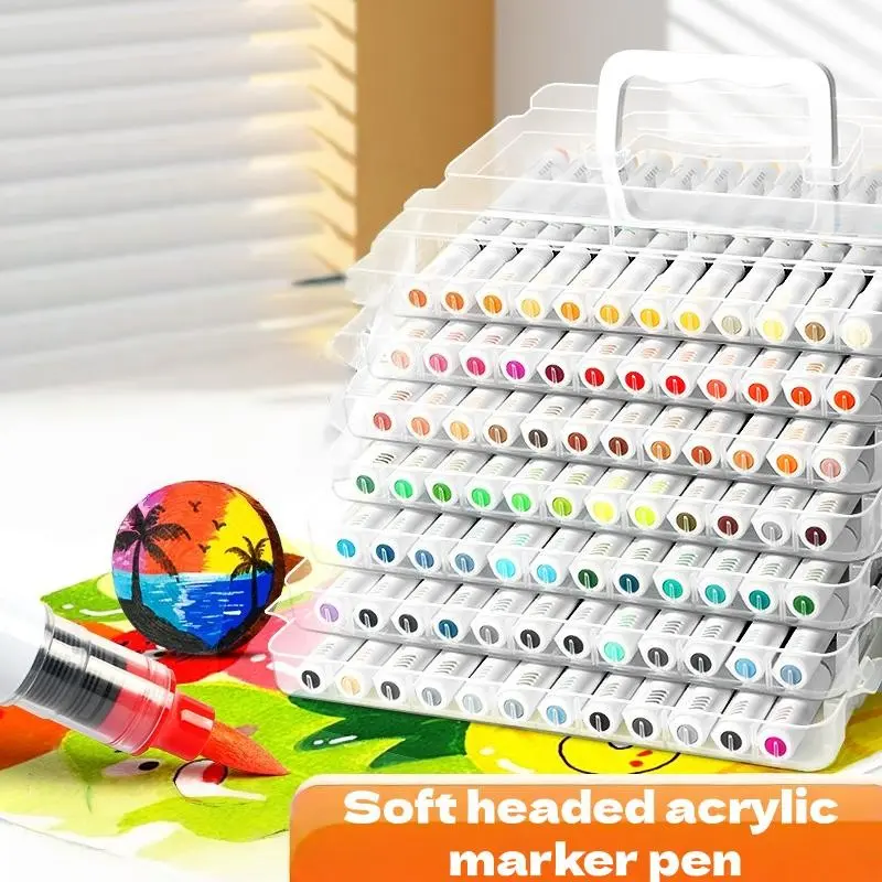 Acrylic Marker Pen Set, Large Capacity Waterproof Graffiti Pens, Ideal for Canvas, Wood, Rock Painting, Student DIY Art Supplies