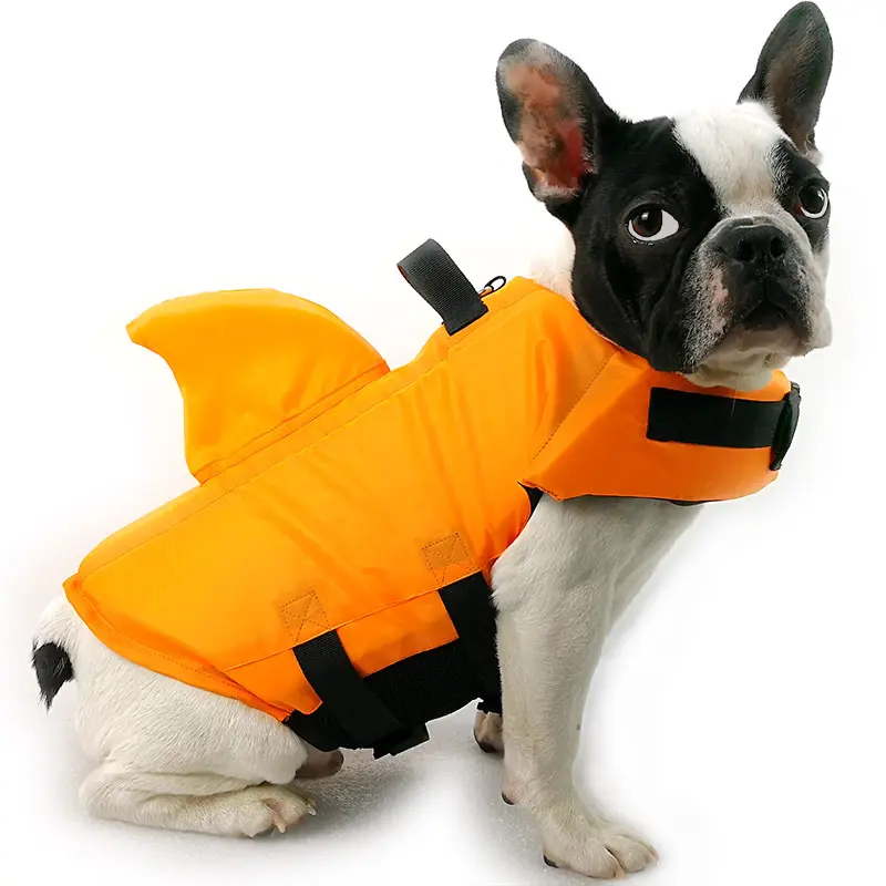 New trendy pet swimwear for large and small dogs, shark fin dog swimsuit, French Bulldog life jacket