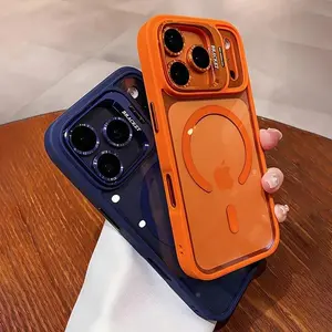 Luxury Lens Bracket Armor Shockproof for Magsafe Magnetic Case for IPhone 17 16 15 14 13 12 Pro Max Wireless Charging Back Cover