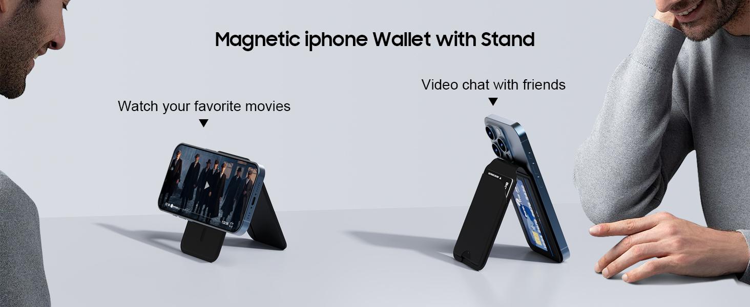 Mag-Safe Wallet Magnetic Wallet for Phone Lightweight Magnetic Phone Pouch Stand Adjustable Leather Mag-Safe Card Holder for iPhone 17/16/15/14/13/12 Series, Not for iPhone 13/12 Mini