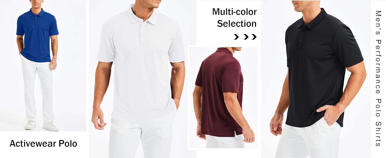 Men's Polo Shirts Golf Short Sleeve Dry Fit Moisture Wicking Performance Collared Polos Athletic Casual Work Shirt