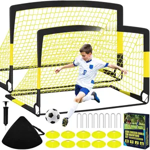 Soccer Goal,  Soccer Goals for Backyard Set, 2 Pack of Portable Pop Up Soccer Net with Soccer Ball, Cones, Complete  Equipment for Youth,  Outdoor
