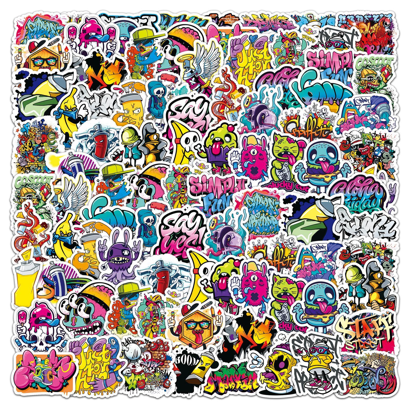 Graffiti Sticker, Funny Stickers, 100pcs/set DIY Decorative Sticker, Scrapbooking & Stamping Supplies for Phone Case, Computer, Guitar, Bag, Water Cup, Scrapbook