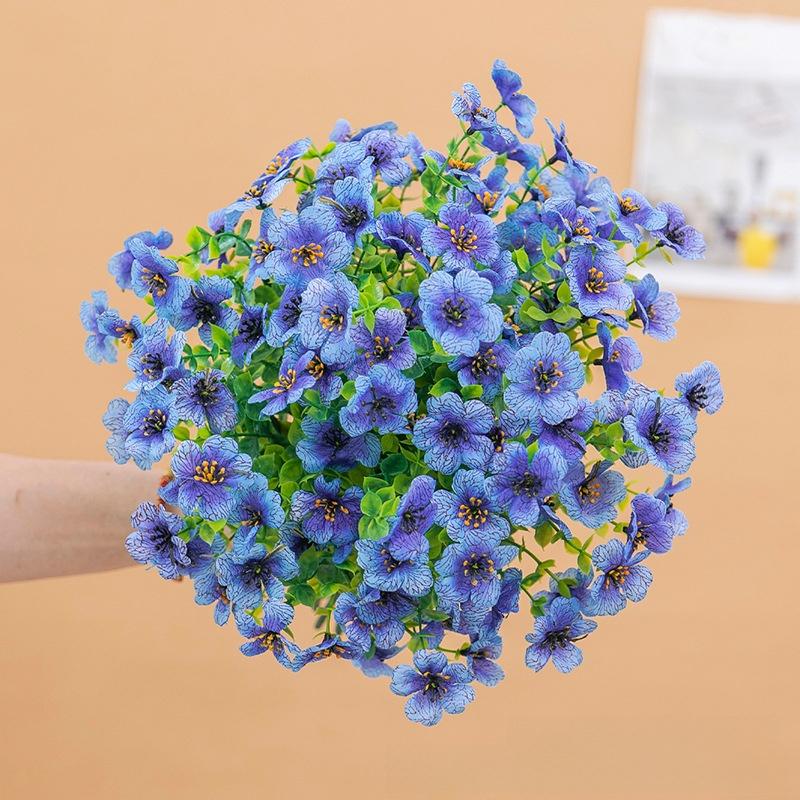 Violet artificial bouquet, purple roses, artificial flowers, artificial eucalyptus, fake flowers, decorative DIY hanging basket