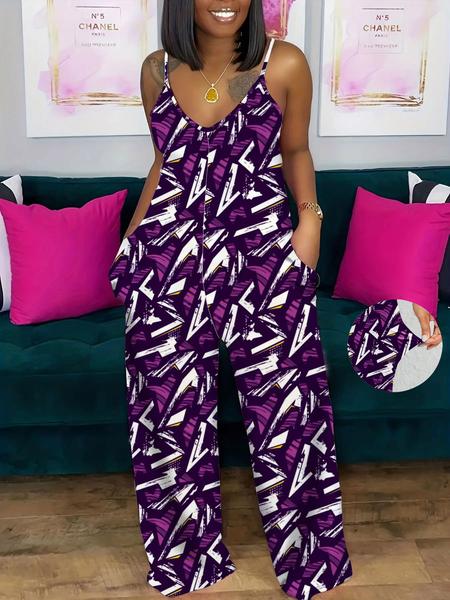 Women's Striped Print Cami Jumpsuit, Casual Sleeveless Overalls Jumpsuit for Summer, Fashion Women's Clothing for Daily Wear