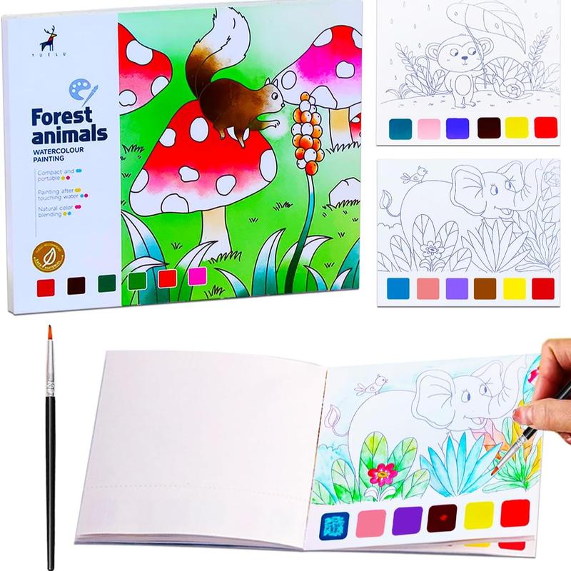 Watercolor Painting Book, Coloring Book, 1 Count Early Education Art Book, Arts And Crafts For Boys & Girls Gifts