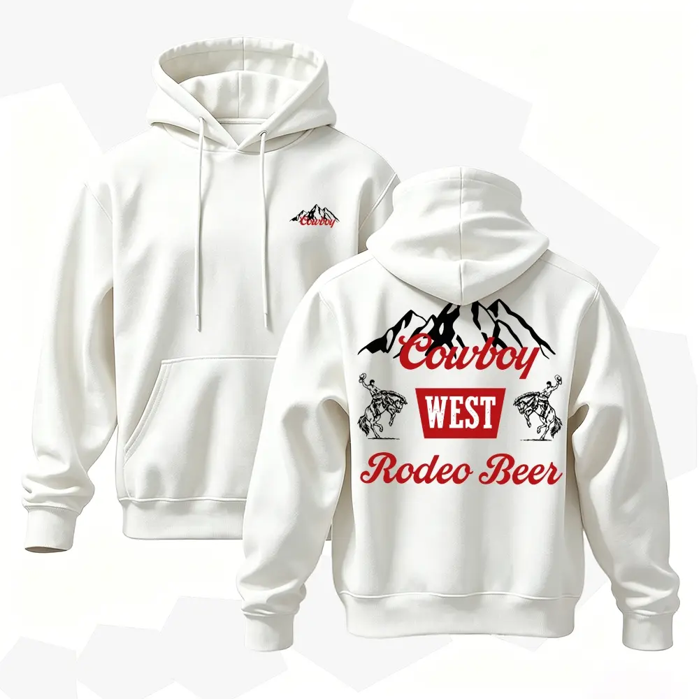 Cowboy West Rodeo Beer Hoodie, Vintage Western Graphic Pullover Sweatshirt, Country Cowboy Style Hoodie, Retro Ranch Streetwear Unisex
