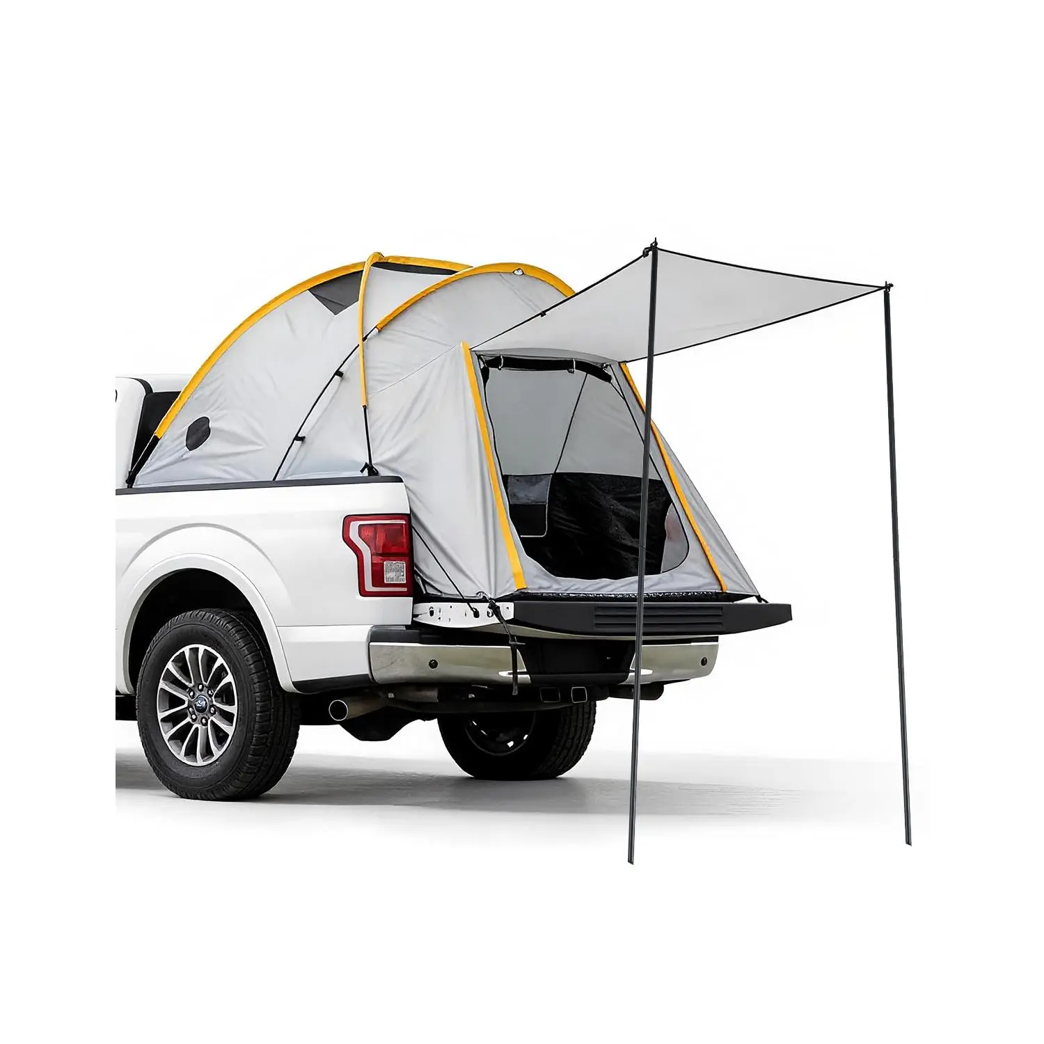 Waterproof Truck Bed Tent For Pickup Trucks PU3000 Oxford Pickup Truck Tent With Awning 2-Person And Easy Setup Truck Camping Tent For Silverado 1500 F150 And Ram 1500