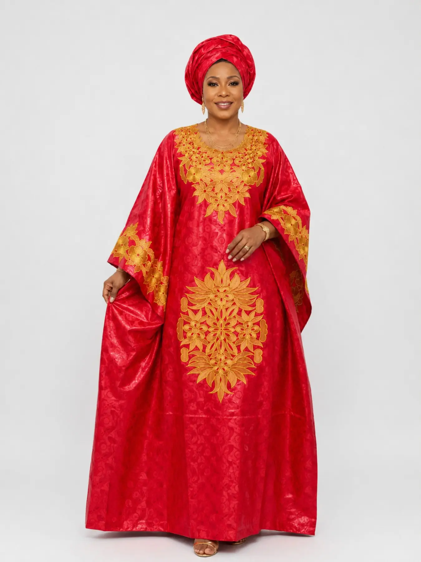 Latest Fashion Bazin Riche Bubu Dress, Elegant Short Sleeve Embroidery Dress, Perfect for Nigerian Wedding and Graduation Gowns