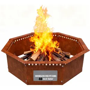 Heavy Duty  Fire Ring - 40 inch Outer/36 inch Inner Large Detachable & Portable Corten Steel Fire Pit Ring for Outdoor Camping & Bonfires -