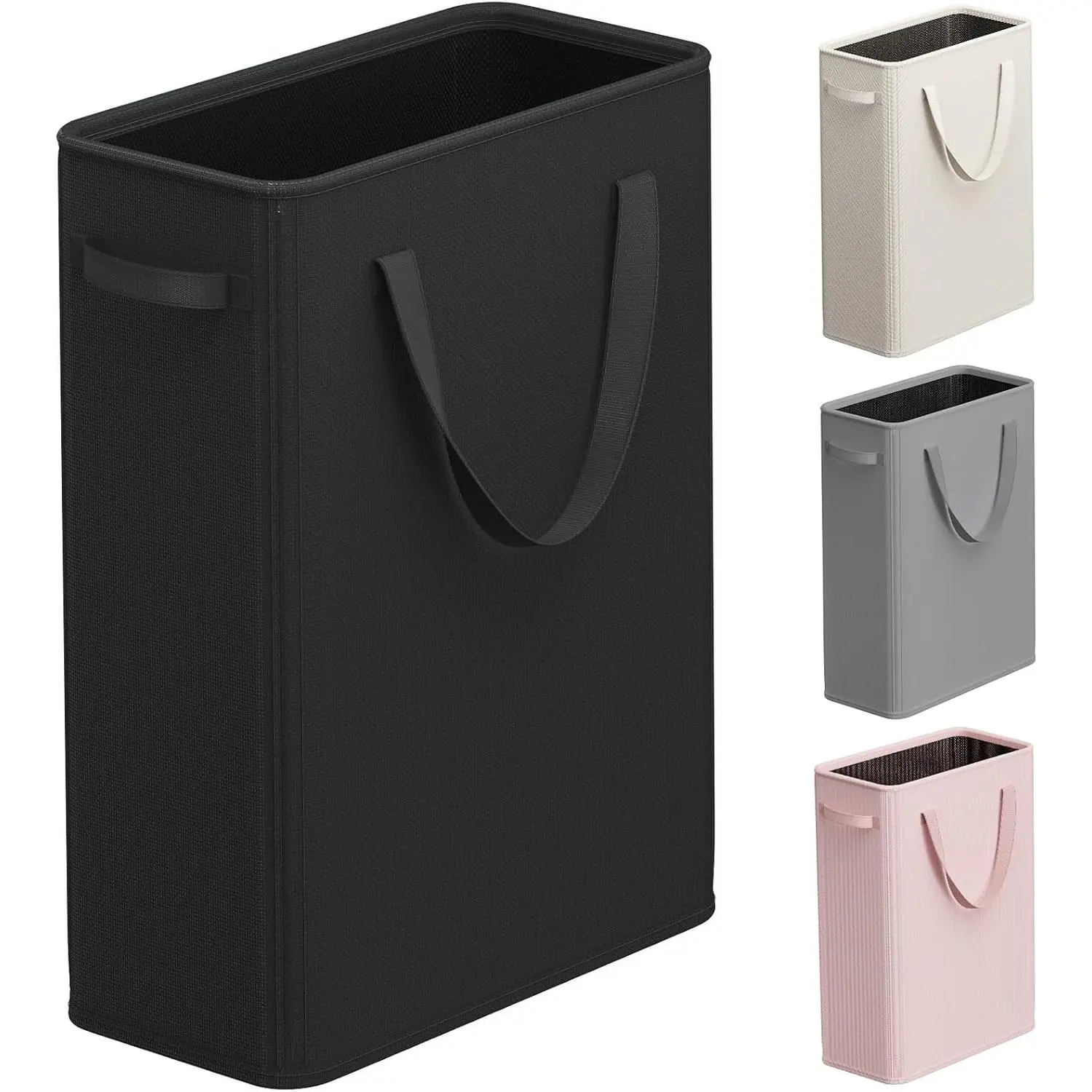 50L Slim Laundry Hamper, Small Laundry Basket With Handles, Black Narrow Laundry Basket for Dorm, Bedroom, Living Room, Collapsible Laundry Hamper