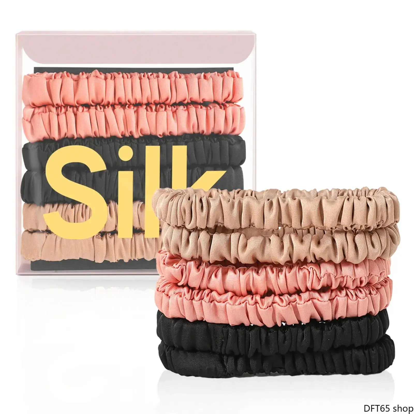 Thin Skinny Silk Fabric Mini Scrunchies Smooth Anti-Frizz Gentle Surface Tangle-Free No Damage Design For Women Girls Sleep Night Rest Thin Hair Soft Comfortable Delicate Daily Ponytail Hair Accessory