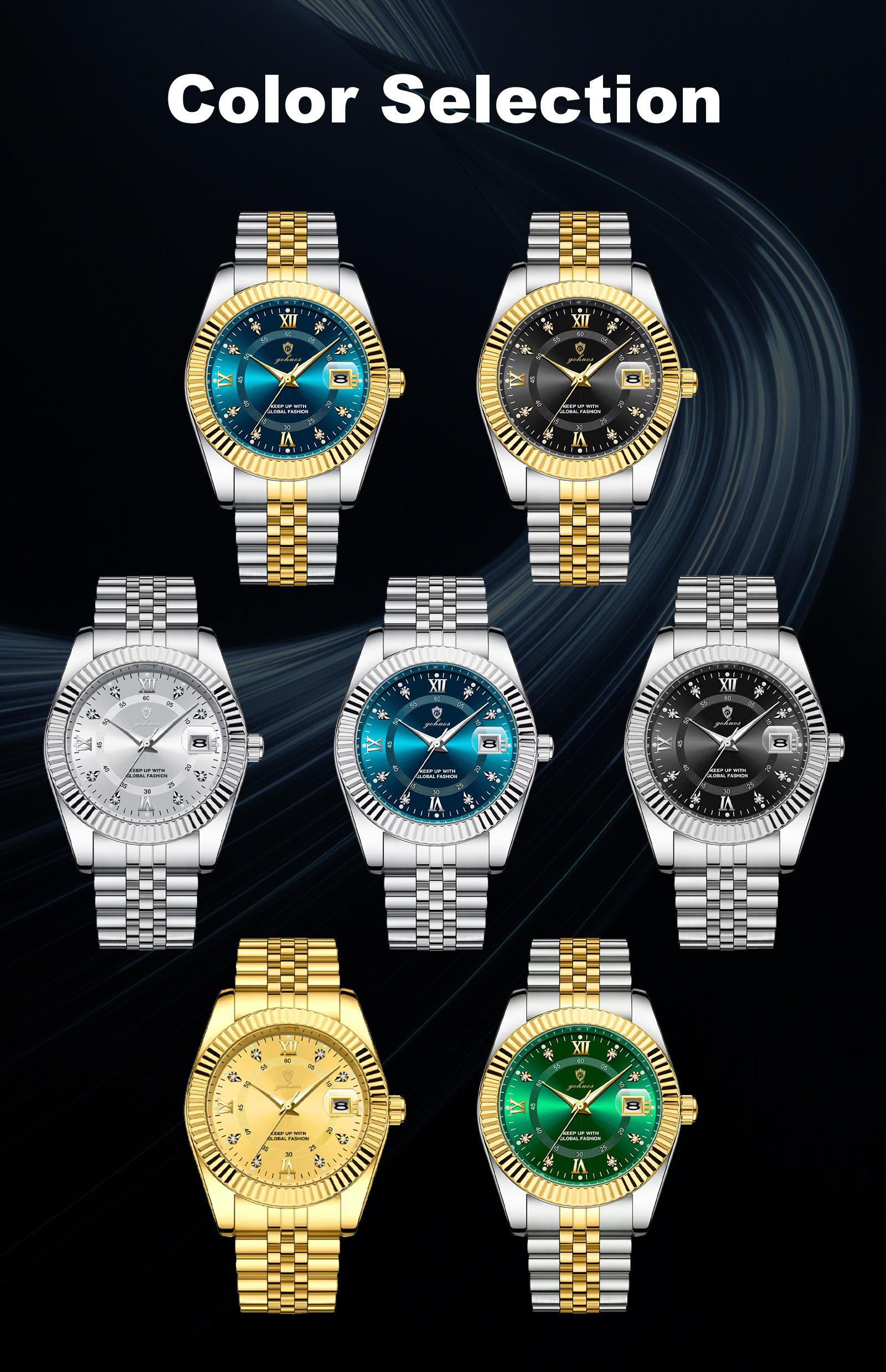 GOHUOS Spring Style Upgrade: Timeless Men’s Watches Men's Classic Luxury Quartz Watch with Diamond Accents, Date Display, Stainless Steel Strap, 3ATM Water Resistance, Elegant Log-Style Design, Perfect Gift for Him