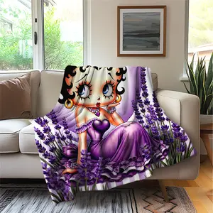 Adorable cartoon character designs, a purple ruffled dress with lavender elements, and an ultra-soft and comfortable plush blanket-the perfect gift for fans.