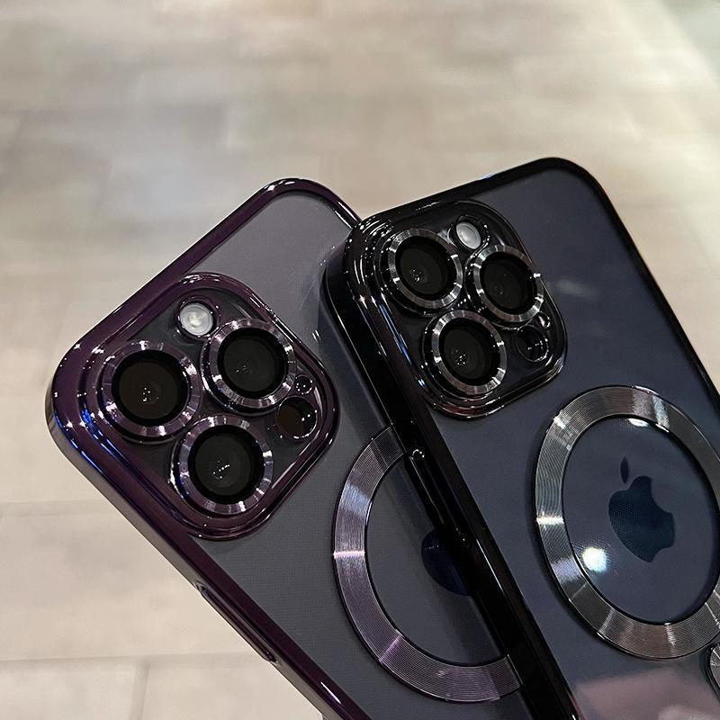 Luxury Magnetic For Magsafe Wireless Charge Plating Clear Case For iPhone 12 13 14 15 16 17 Air Pro Plus Max Shockproof Silicone Cover