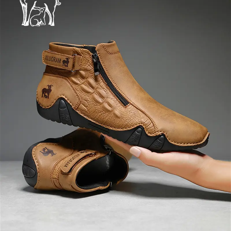 Men's Fashionable Crocodile Embossed Zipper Design Boots, Casual Comfortable Mid-calf Boots for Daily Wear, Fashion Shoes for Party, Daily Clothing Decor Closed Boot