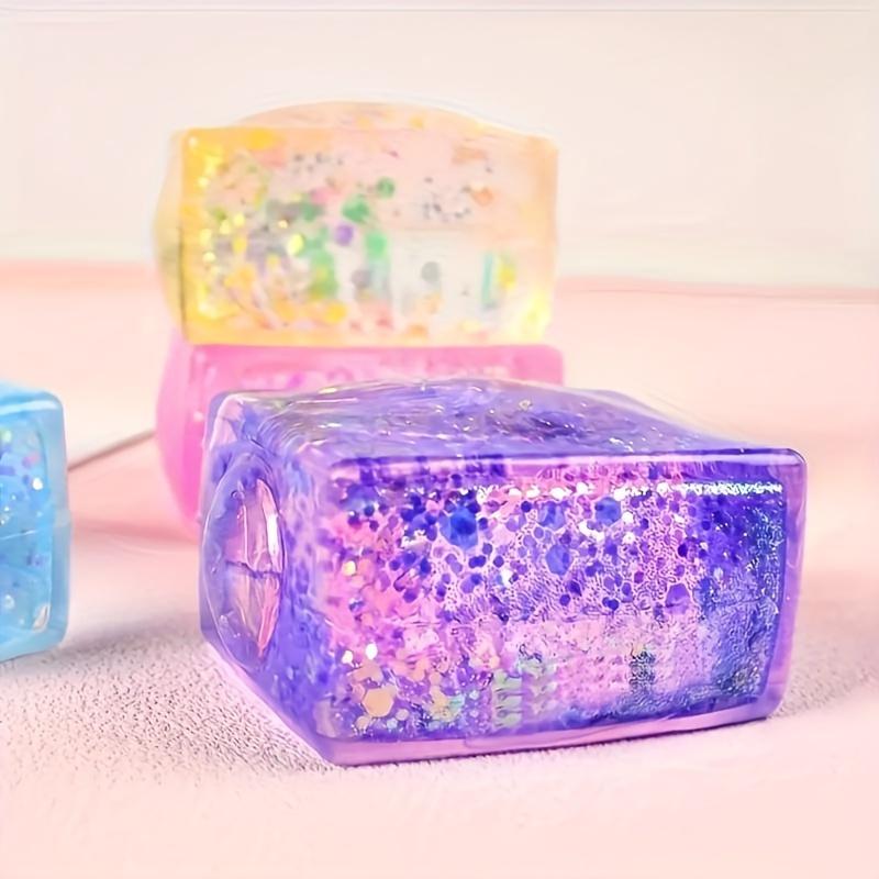 Aurora Malt Ice Cube Sensory Toy, Soft Tofu Slow Bounce Stress Ball, Square Plastic Fidget Squeeze for Office Break Room Party gifts