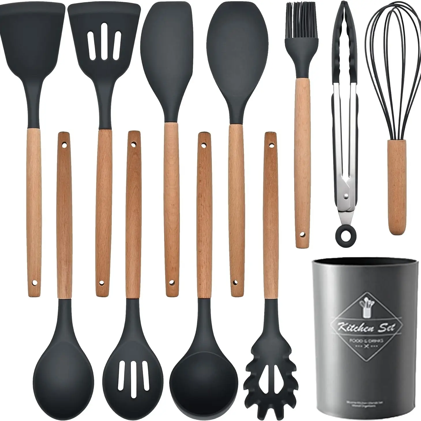 Kitchen Silicone 12-Piece Utensils Set, Baking Kit, Kitchenware Combination, Essential Kitchen Tools, Durable and Flexible Design