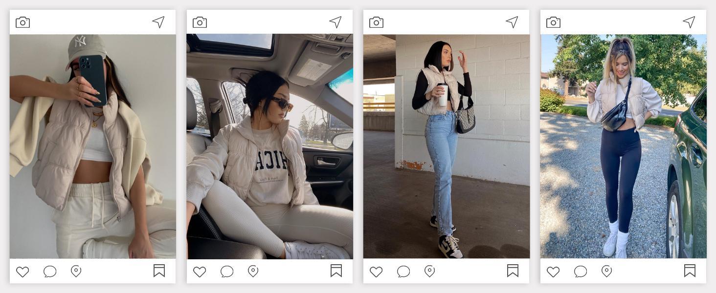 Goranbon Women's Crop Puffer Vest Winter Zip Up Lightweight Warm Padded Sleeveless Coat Casual Vintage