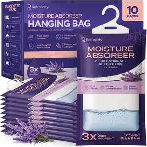 Moisture Absorbers and Humidity Absorber Bags for Closet - 10 Pack High-Efficiency Moisture Absorber and Humidity Packs for Home, Moisture Bags and Dehumidifier Bags for Car Lavender, 10 Pack