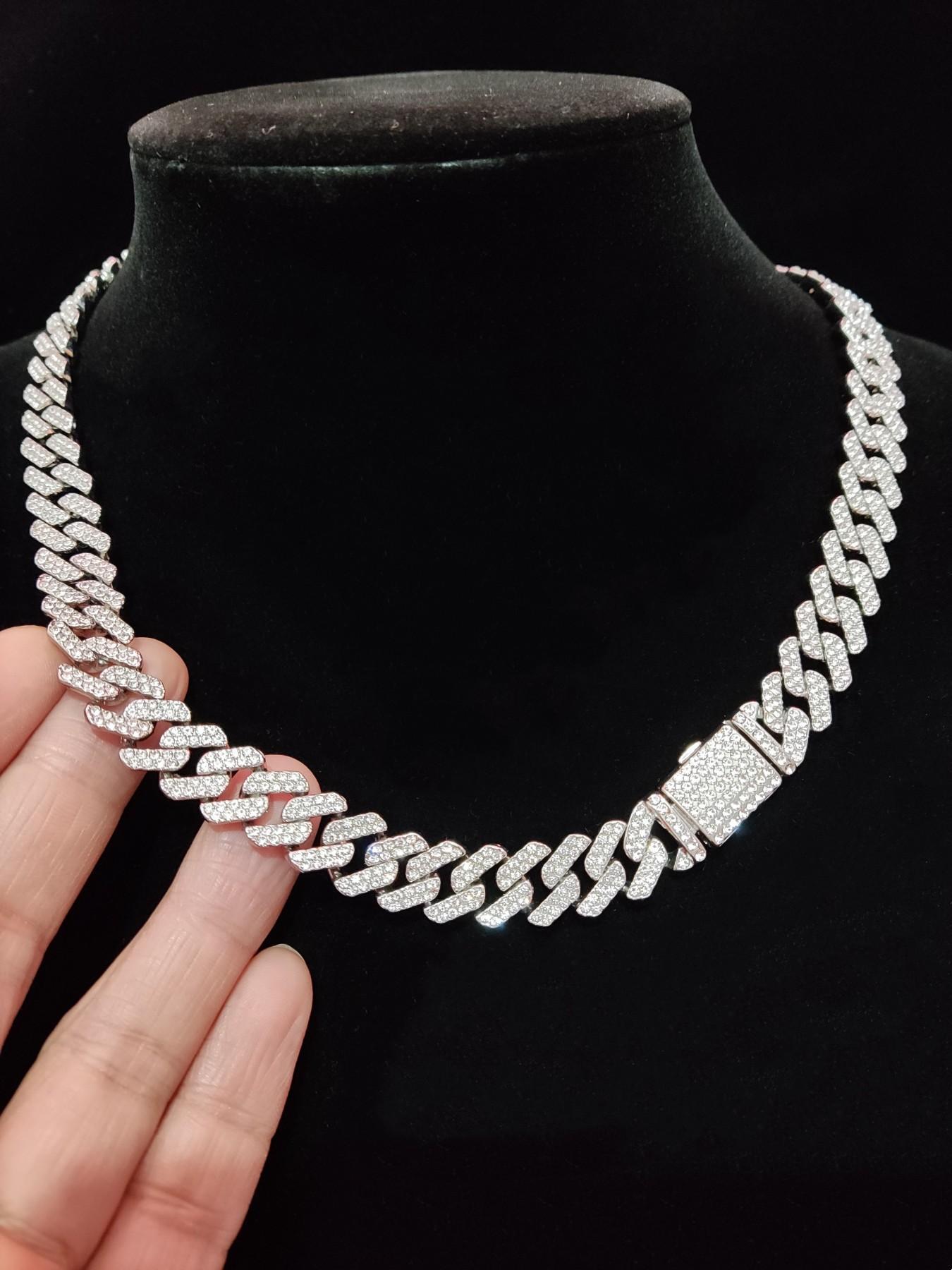 Unisex Punk Style Rhinestone Decor Chunky Chain Statement Necklace, Trendy Exquisite Cuban Link Design Chain, Hippie Rhinestone Decorated Jewelry for Party Decor