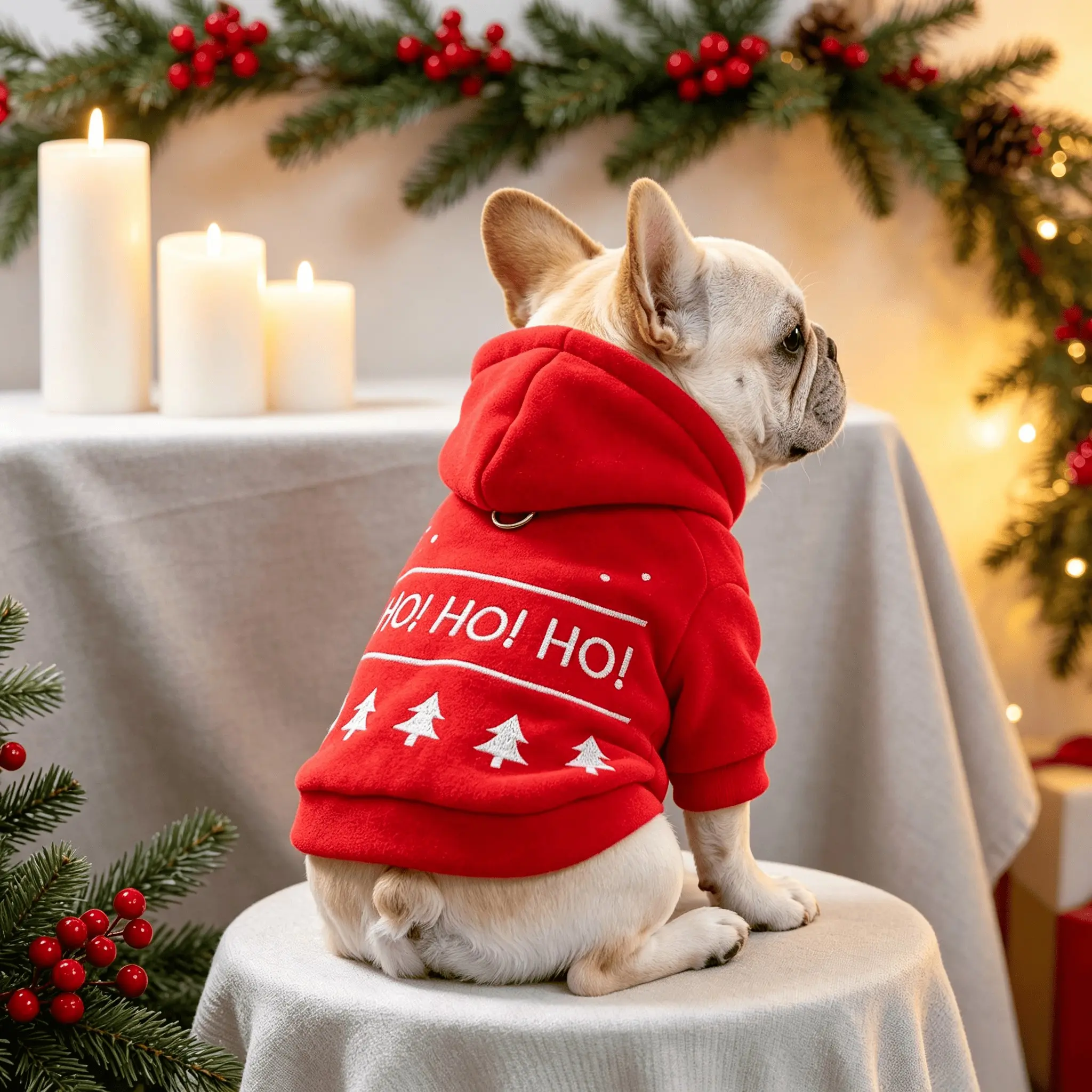 1PC Christmas pet outfit, suitable for cute pets like small dogs and cats. It is warm and comfortable, suitable for autumn and winter seasons. Christmas hooded sweater
