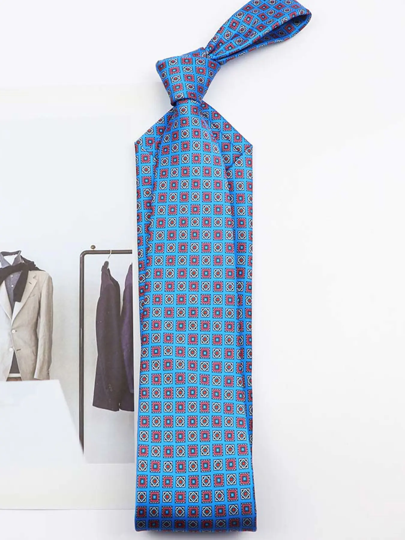 Men's 7.5cm Geometric Plaid Embroidered Fashion Neck Tie, Formal and Casual Wear, Elegant Lapel Accessory, Perfect for Special Occasions