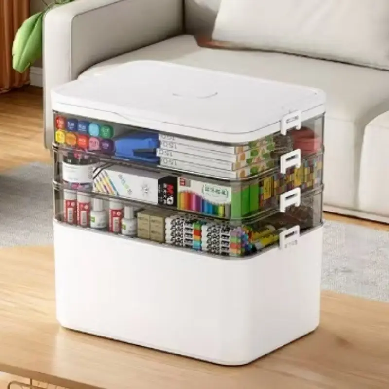 Portable Medical Storage Box, Plastic First Aid Kit with Lock and Handle, Moisture-Resistant Design, Ideal for Home and Dormitory Use