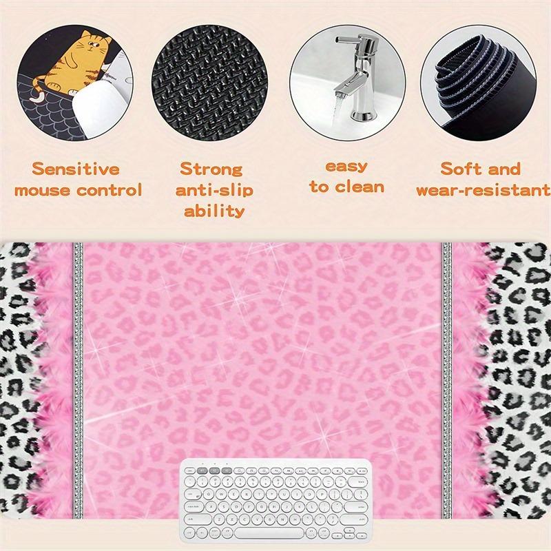 Fashion Leopard Pattern Mouse Pad, Non-slip Rubber Base Mouse Pad, Rectangle Gaming Mouse Pad, Office Desk Keyboard Mouse Mat for Home Office Game Room, Desk Accessories