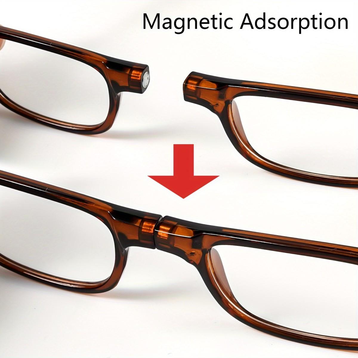 3pcs Magnetic Rectangle Reading Glasses | Small Square Eyeglasses Around Neck Hanging, Lightweight, Adjustable Temple, PC Frame, Farsightedness