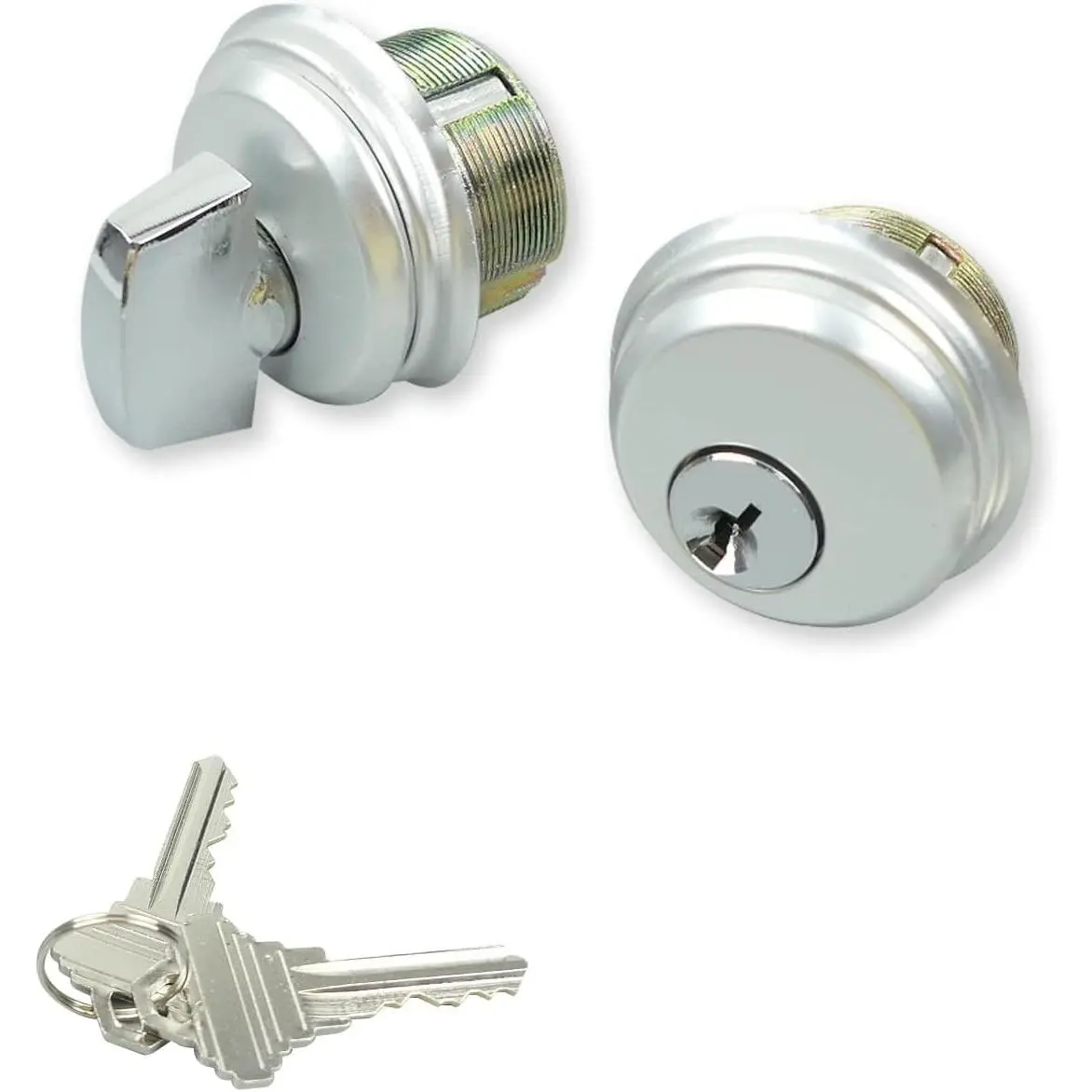 Storefront Door Lock Mortise Lock Commercial Door Cylinder Lock with Keys & Thumbturn Replacement Parts Silver
