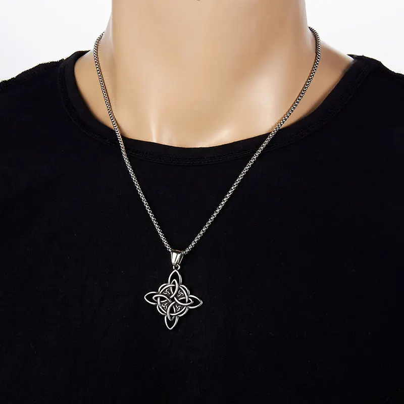 2026 New Retro Geometric Witch's Knot-Irish Knot Stainless Steel Collarbone Pendant Necklace, Fade-Resistant Casual Wear Jewelry for Women, Birthday Anniversary Commemorative Gift