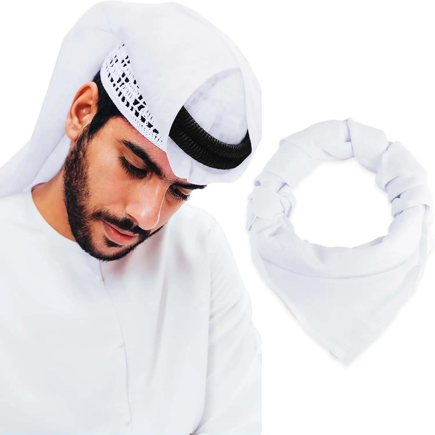 Scarf Keffiyeh Shemagh Turban  Wrap Muslim Arab Saudi Dubai Headwear for Men Women