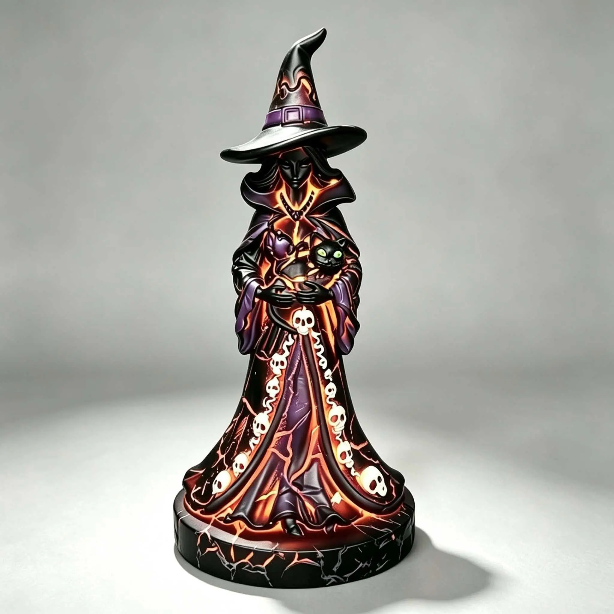 Gothic Witch Resin Statue with Robe, Vintage Dark Fantasy Sculpture, Glowing Crack Witch Ornament, Halloween Desk Home Decor Gift