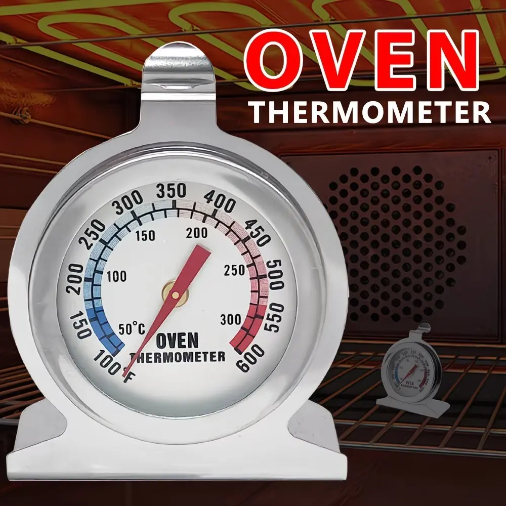 Stainless Steel Oven Thermometer, Instant Read, 50-300°C/100-600°F, Kitchen Cooking Baking Tool, Essential Kitchen Accessory