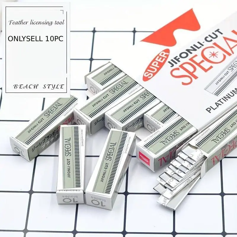 10-Piece Stainless Steel Eyebrow Razor Blades, Safe Wave Blade for Makeup Artists, Durable Hair Removal Tool, Professional Brow Grooming Kit