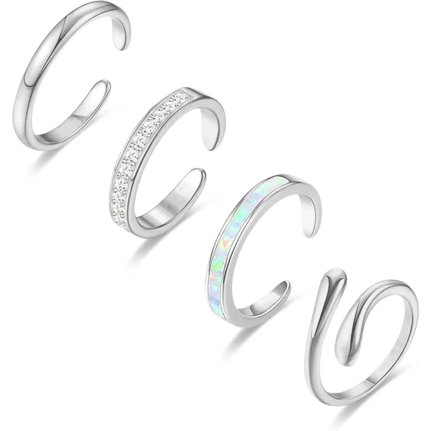 4PCS Toe Rings for Women Gold Adjustable 14K Gold Filled Toe Ring Set Simple Cute Thin Band Hawaiian Beach Summer Foot Jewelry Waterproof Gold Toe Rings