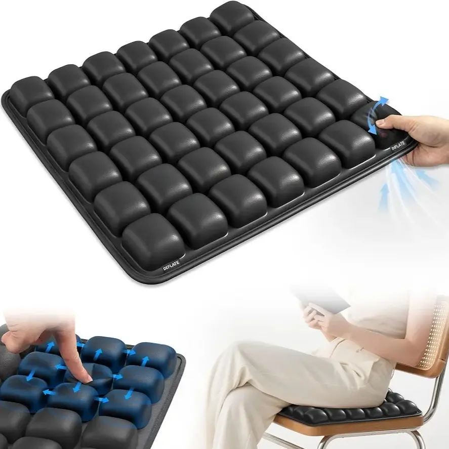 Airbag Decompression Seat Cushion for Home, Car and Office, Versatile Use, Ideal for Long Sitting. 3D Inflatable Adjustable Breathable Seat Pad for Computer Chairs.