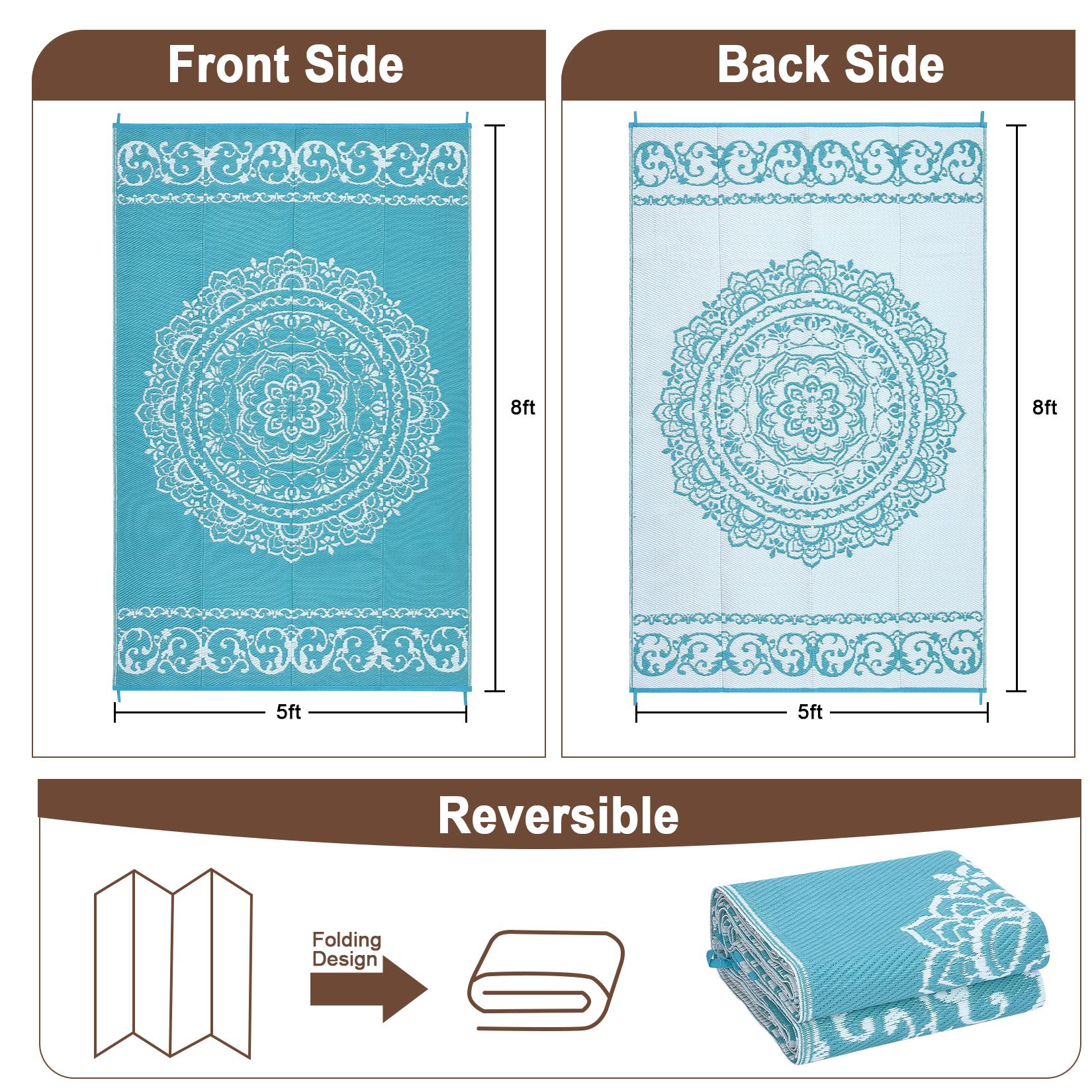 Outdoor Rug Plastic Straw Rug Waterproof Outdoor Rugs Reversible Patio Rug Camping Rug for RV Camping Picnic Beach