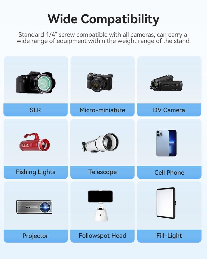 EMEET 55'' Camera Tripod, Travel Floor Tripods Compatible with Cell Phones, Cameras, DSLR and Gopro, for Video Recording Photos Vlogging，with Phone Holder and Travel Bag Smartphone, FathersDayGift